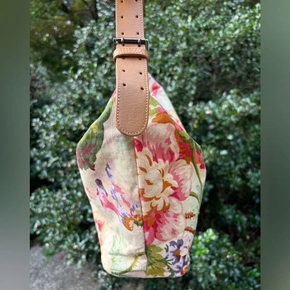 Furla Cream and Pink Floral Shoulder Bag A BEAUTY! - Picture 6 of 9